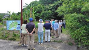 バナナの木の前